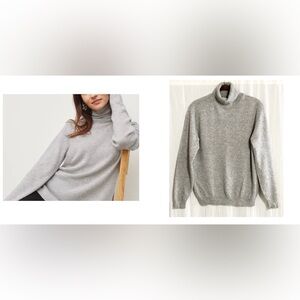 Kirkland Signature Light Gray Turtleneck Sweater 2 Ply Cashmere Light Gray